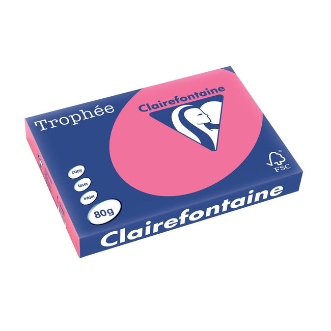 Clairefontaine - Trophée Intens, papier coloré, A3, 80 g, 500 feuilles, fuchsia