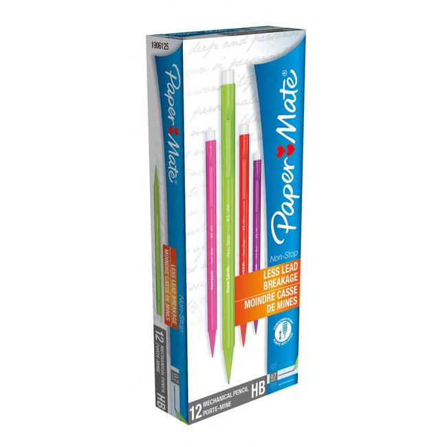 Paper Mate - Non-Stop Druckbleistift, Schachtel mit 12 Stück in verschiedenen Farben