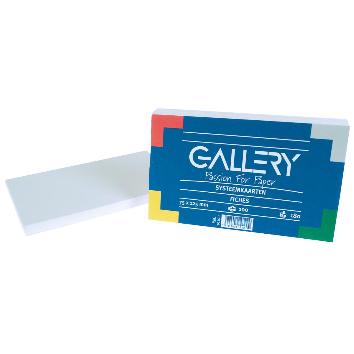 Gallery - fiches blanches, pi 7,5 x 12,5 cm, unies, paquet de 100 pièces