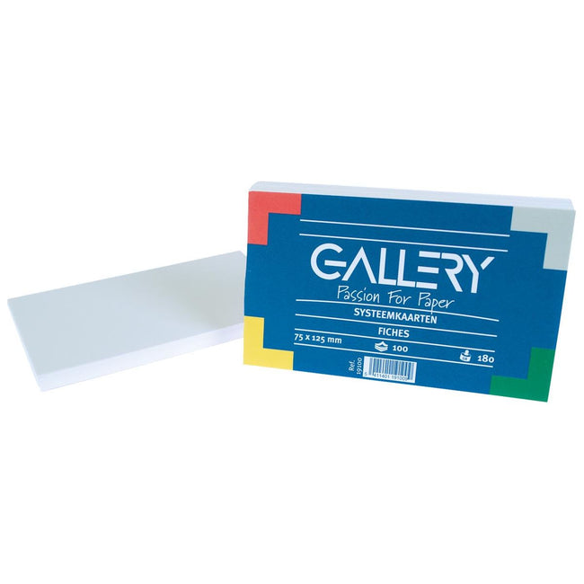 Gallery - Gallery witte systeemkaarten, ft 7,5 x 12,5 cm, effen, pak van 100 stuks