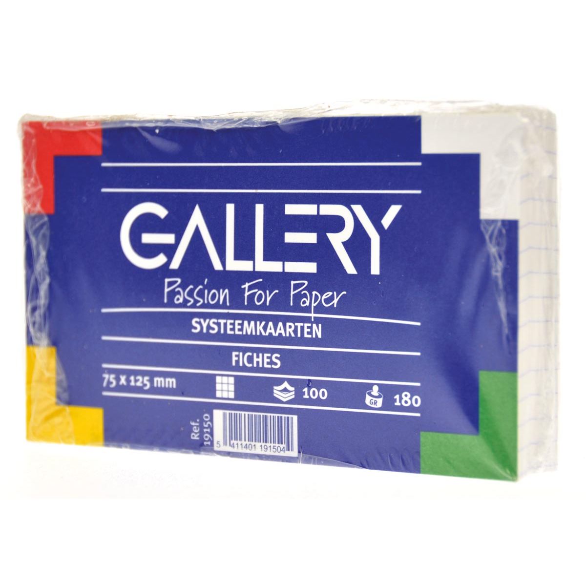 Gallery -   witte systeemkaarten, ft 7,5 x 12,5 cm, geruit 5 mm, pak van 100 stuks