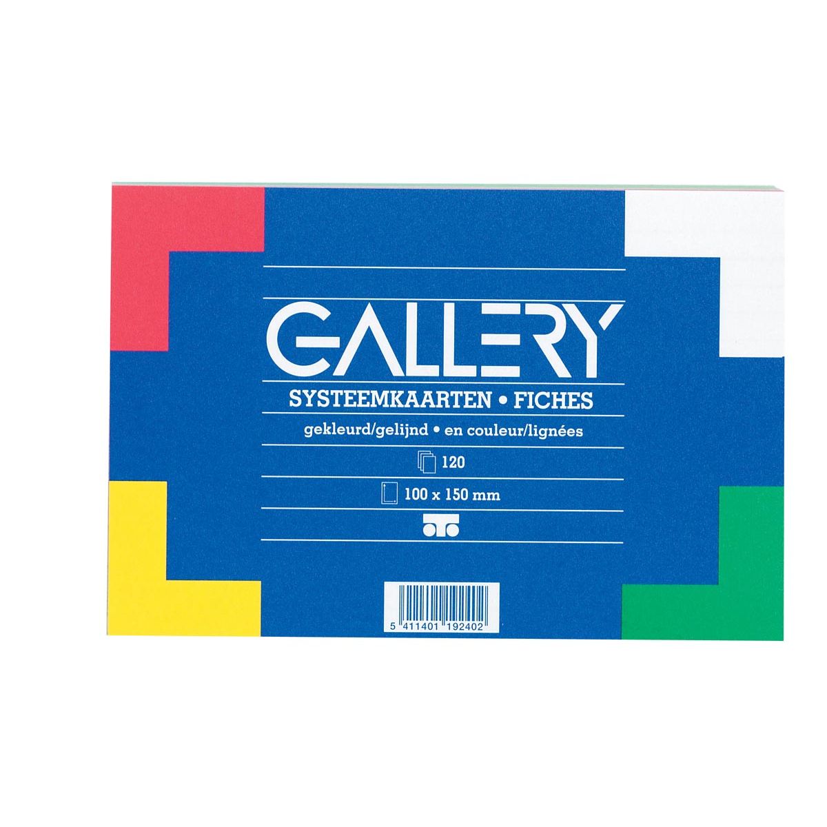 Gallery -   gekleurde systeemkaarten, ft 10 x 15 cm, gelijnd, pak van 120 stuks