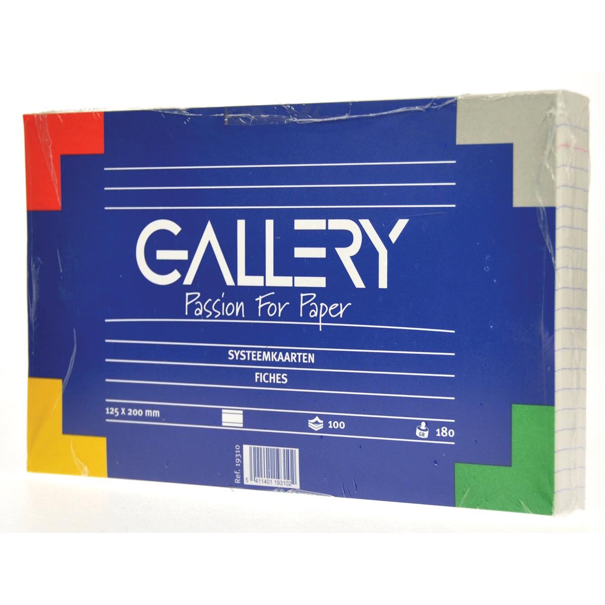 Gallery -   witte systeemkaarten, ft 12,5 x 20 cm, gelijnd, pak van 100 stuks