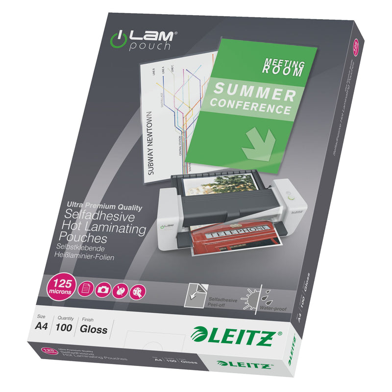 Leitz - Pochette de plastification iLAM A4 autocollante 2x125microns EVA 100 pièces