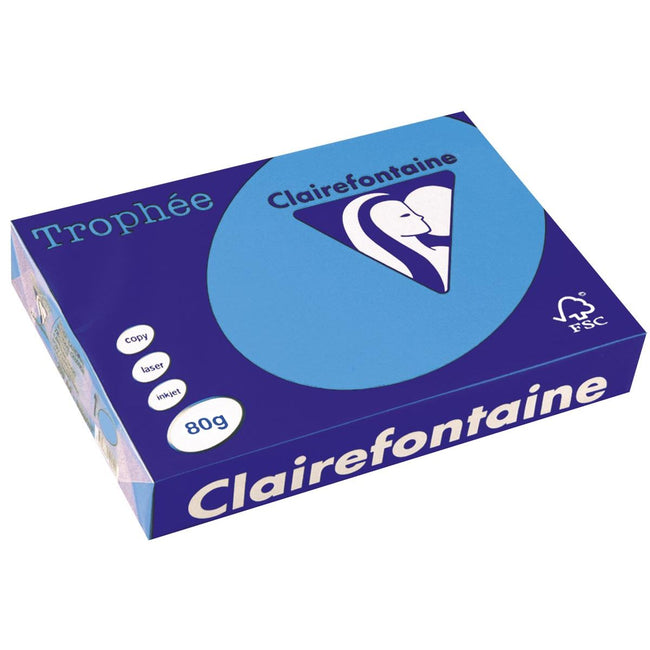 Clairefontaine - Trophée Intens, papier coloré, A4, 80 g, 500 feuilles, bleu roi