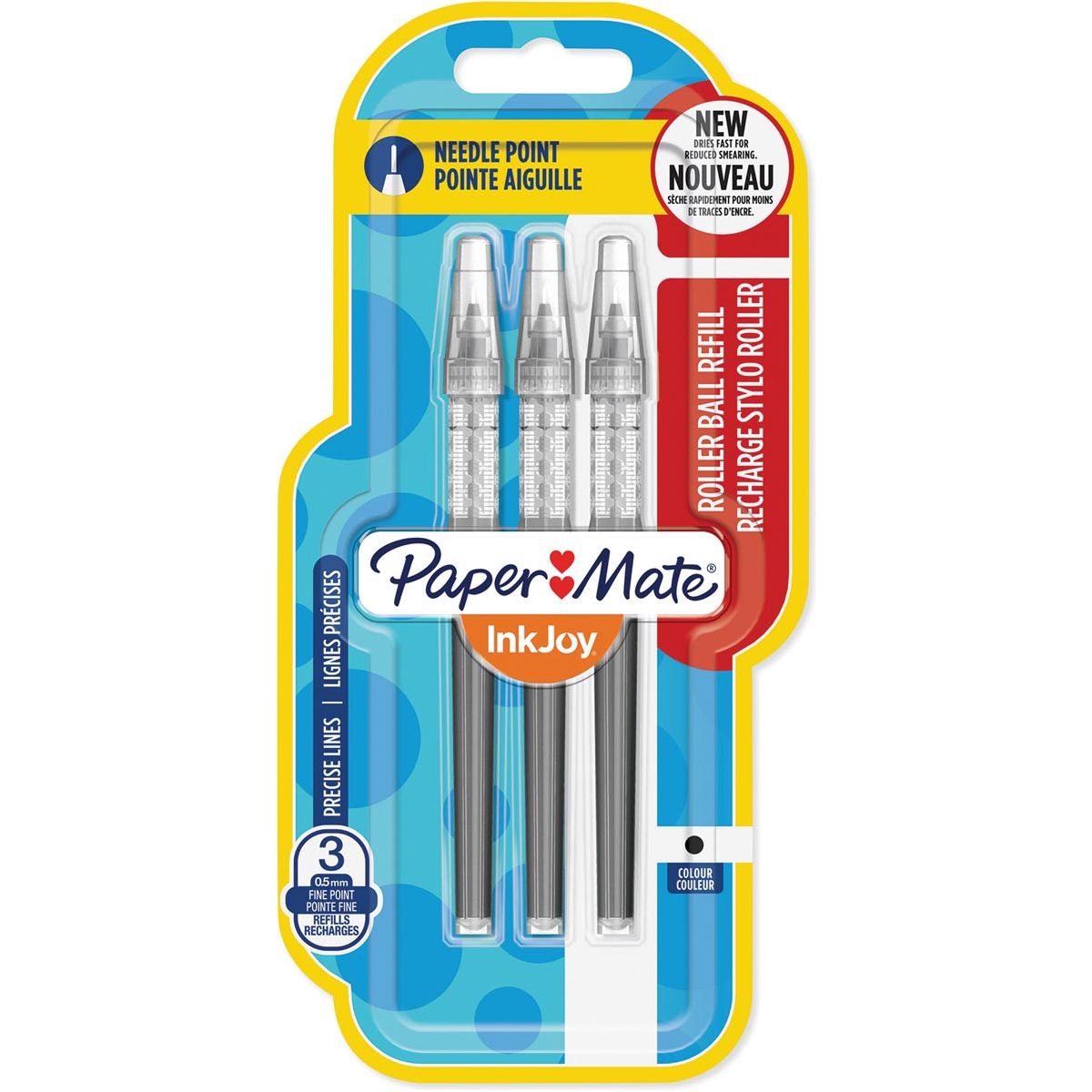 Paper Mate - InkJoy vulling voor liquid-ink roller fijn, zwart, blister met 3 vullingen