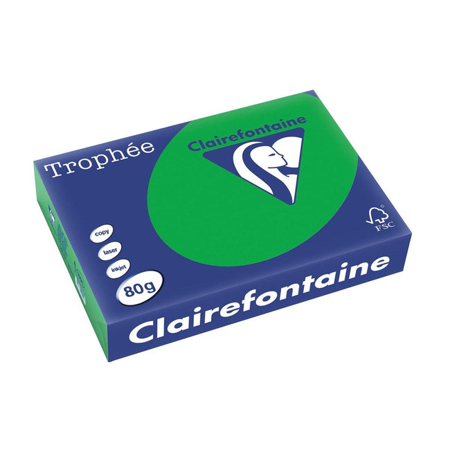 Clairefontaine - Trophée Intens, papier coloré, A4, 80 g, 500 feuilles, vert billard