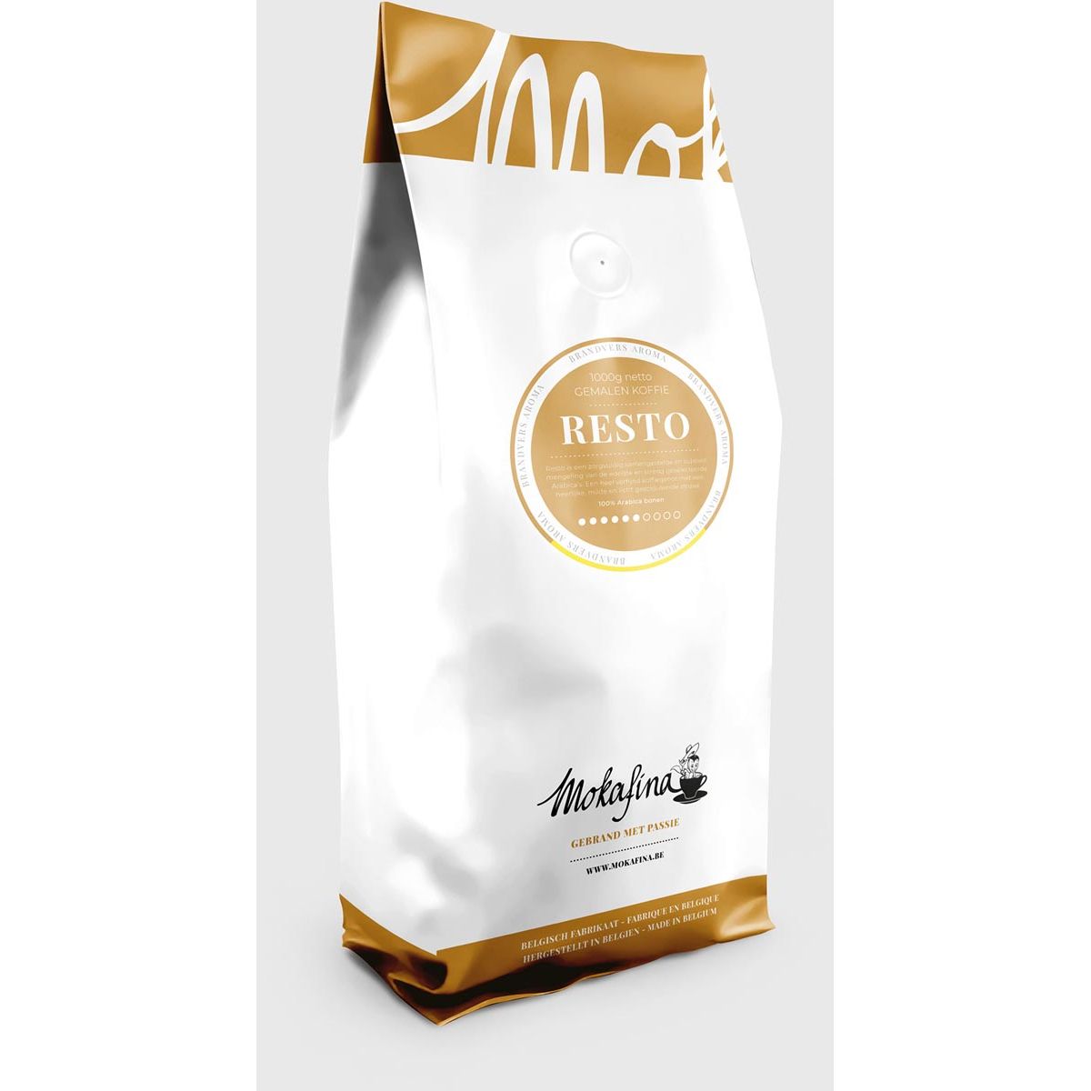 Mokafina - Mokafina Resto koffie gemalen koffie, pak van 1 kg, sterkte van 6