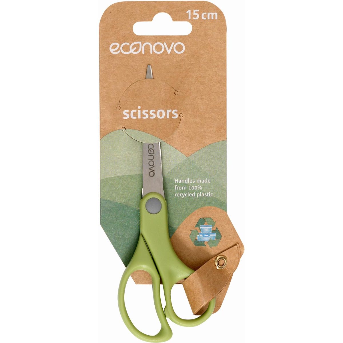 Econovo - Schere, 15 cm, grün, im Blister