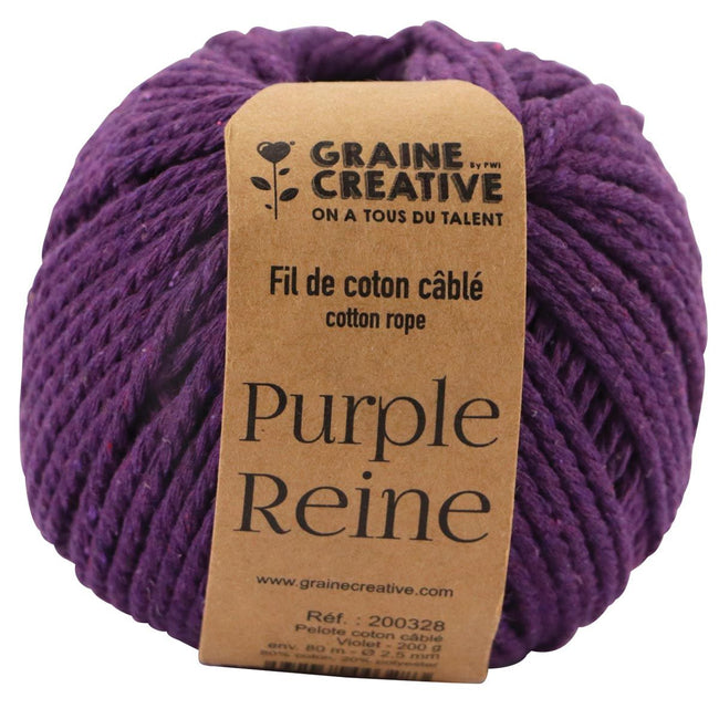 Graine Créative - Corde macramé, pi 2,5 mm x 80 m, violet