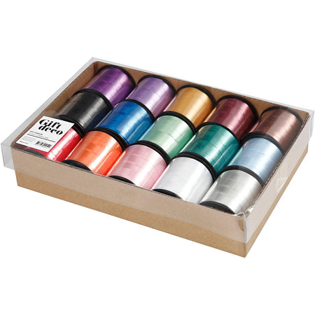 Creotime - Ruban à friser Creativ Company 50 mètres x 10 mm boîte de 15 couleurs