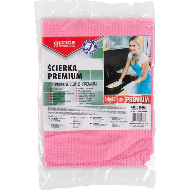 BUREAU - produits lingettes ménagères, premium, pi 34 x 45 cm, couleurs assorties, pack de 3