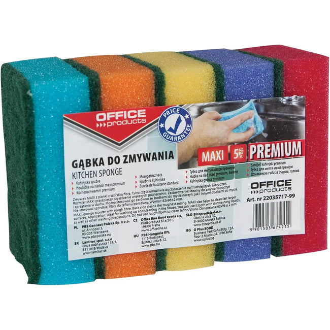 BUREAU - produits éponge à récurer, pi 6,2 x 9,6 cm, paquet de 5 couleurs assorties