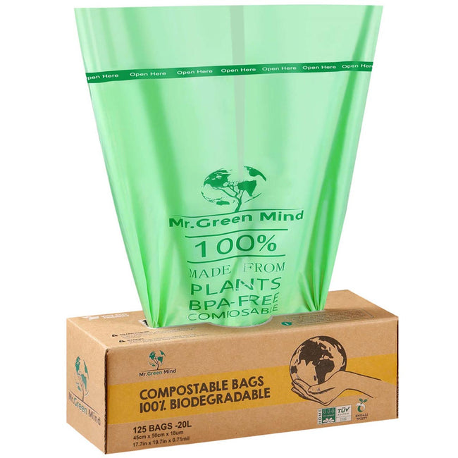 Mr. Green Mind - Mr. Green Mind vuilniszakken Bio, 20 liter, groen, doos van 125 stuks