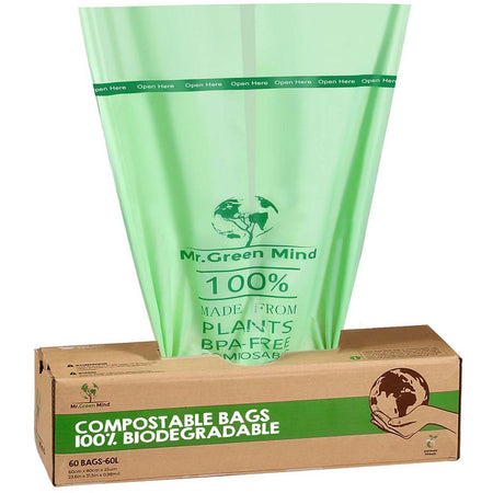 Mr. Green Mind - Sac poubelle bio Mr.Green Mind 60x80cm 60 litres distributeur 60 pièces