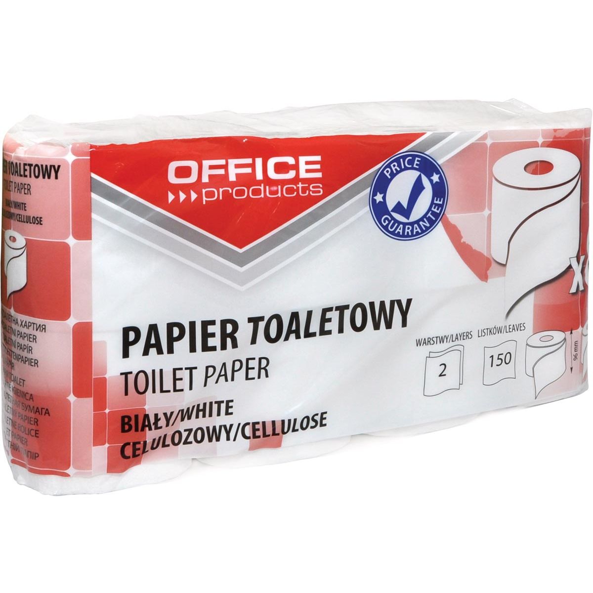 OFFICE products -   toiletpapier, 2-laags, 150 vel, wit, pak van 8 rollen