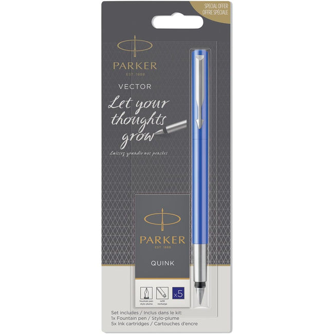 Parker - Stylo Plume Vector + 5 cartouches d'encre en display, 48 blisters assortis