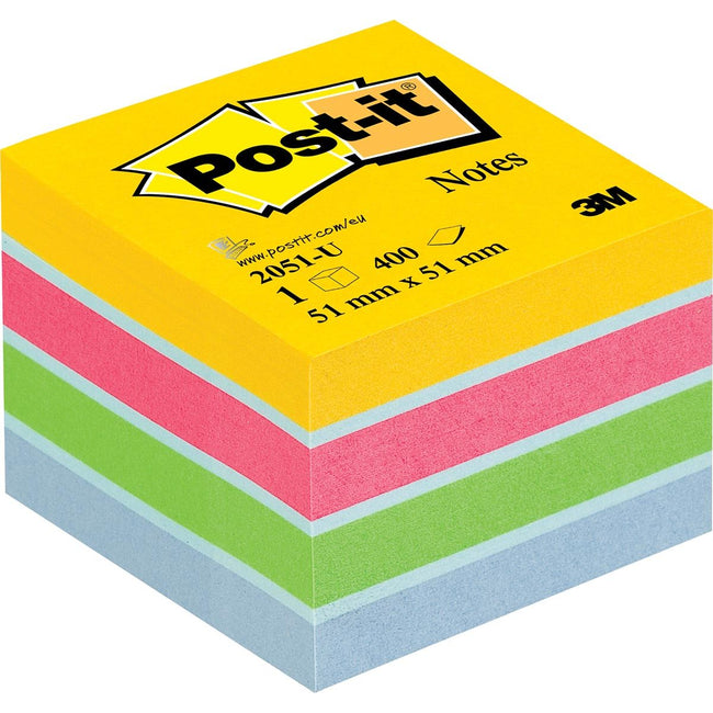 Post-it - Bloc mémo 2051 51x51mm couleurs assorties 400 feuilles