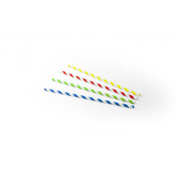 drinkrietje papier streep assorti ø6mm x 230mm 100 stuks