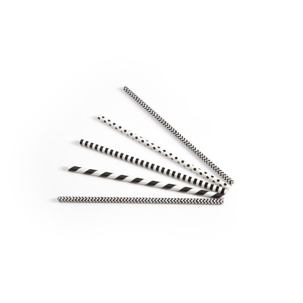 Trinkhalmpapier schwarz/weiß sortiert ø6mm x 200mm 200 Stück