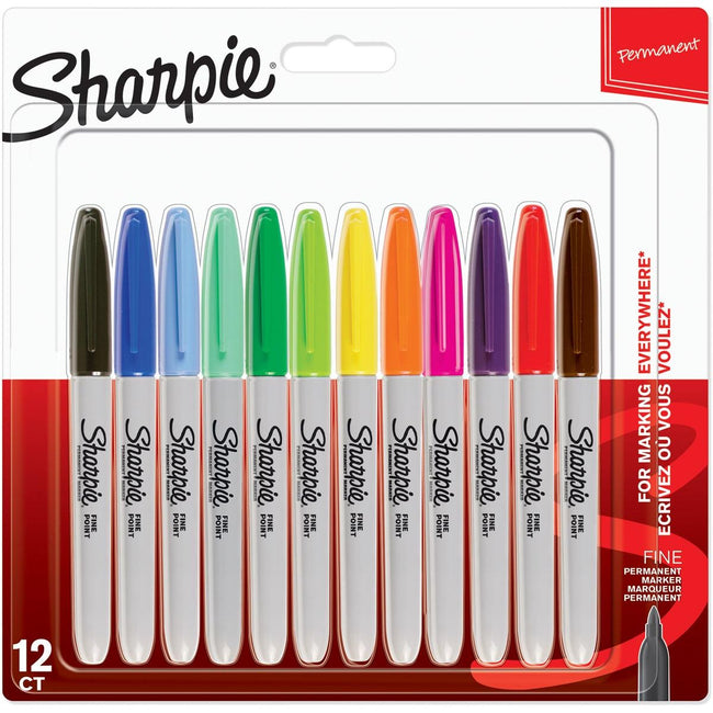 Sharpie - Feutre c'est-à-dire rond fin assorti blister de 12 pièces