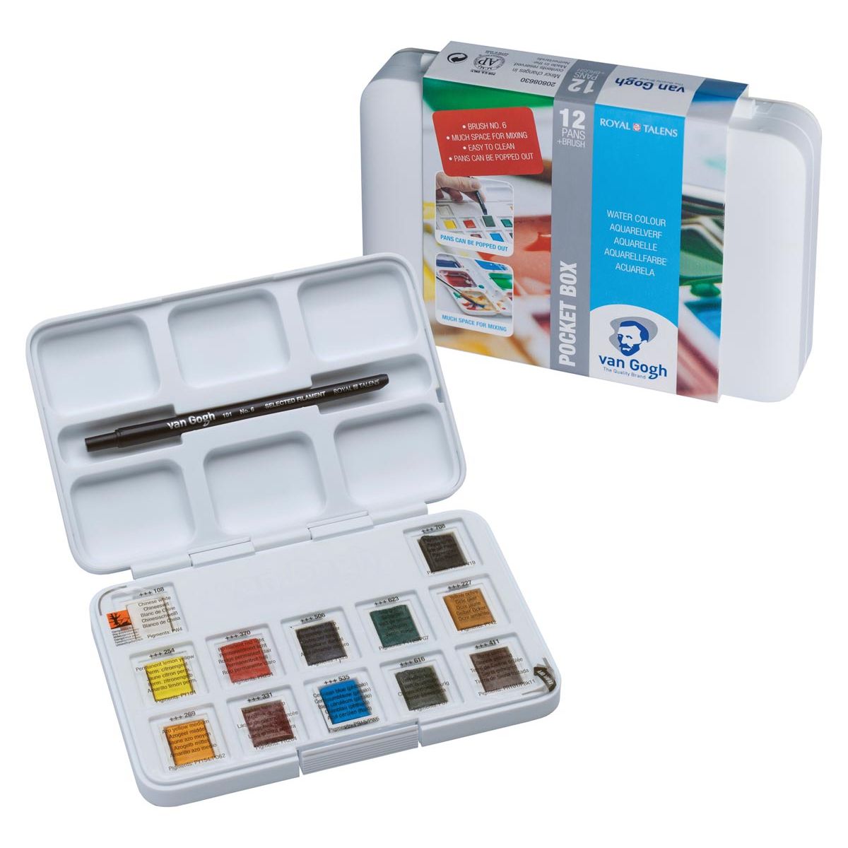 Van Gogh -   aquarelverf, pocket box met 12 halve napjes
