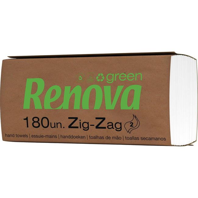 Renova - essuie-tout verts, pliés en Z, 2 épaisseurs, 180 feuilles, paquet de 20