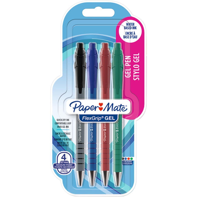Paper Mate - Gel Writer Flexgrip 0,7 mm blister de 4 couleurs