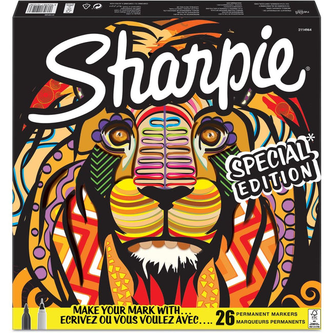 Sharpie - ie permanente marker Leeuw, fijn en extra fijn, doos van 26 stuks in geassorteerde kleuren