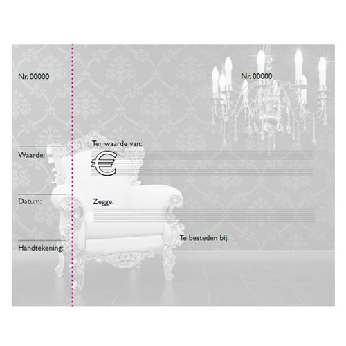 Klika -  Cadeaubon bedrukt stoel + lamp 25 stuks