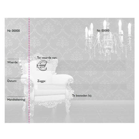 Klika -  Cadeaubon bedrukt stoel + lamp 25 stuks