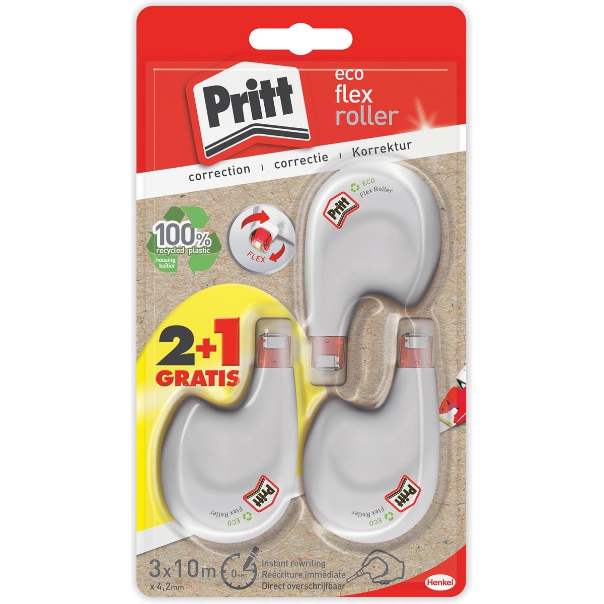 Pritt - Correctieroller Eco Flex, blister 2 + 1 gratis