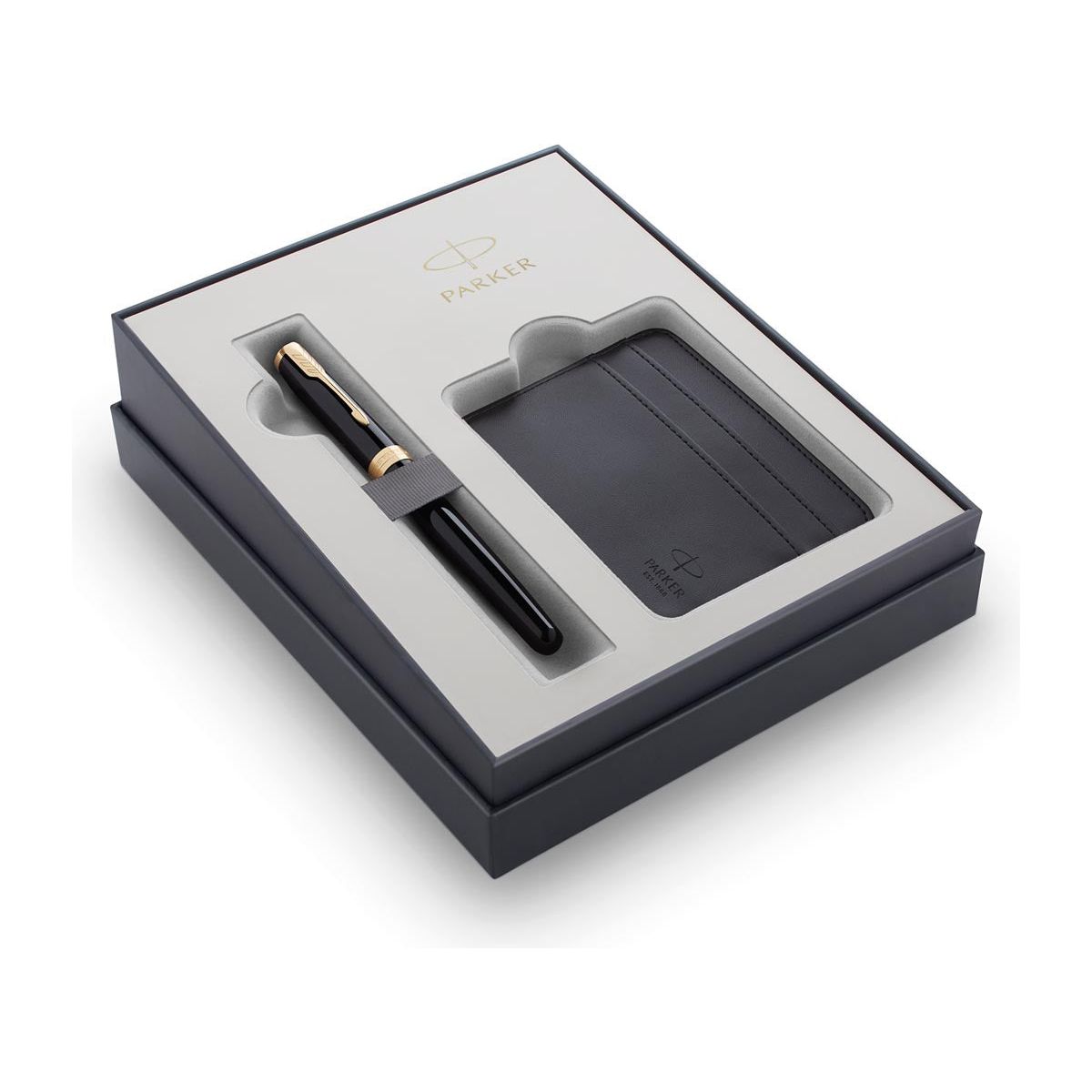 Parker - giftbox Sonnet vulpen + kaarthouder, zwart GT