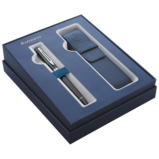 Waterman - giftbox vulpen Expert black met palladium detail + blauw penzakje