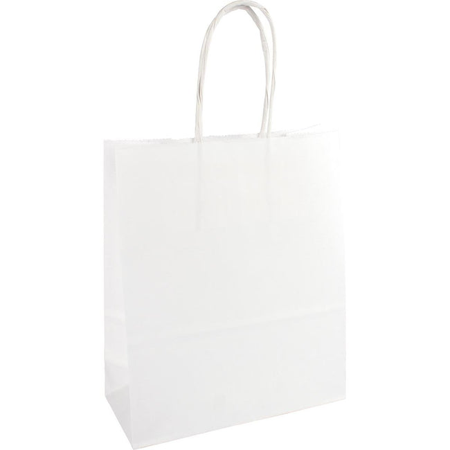 Sac en papier sans marque, ft 32 x 12 x 41 cm, blanc