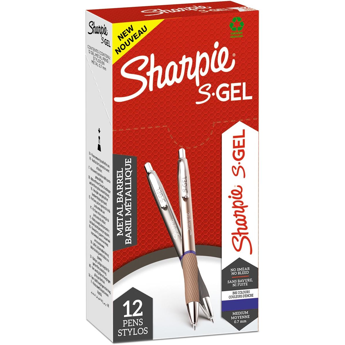 Sharpie - Stylo gel, c'est-à-dire S-Gel Metal, écriture bleue assortie