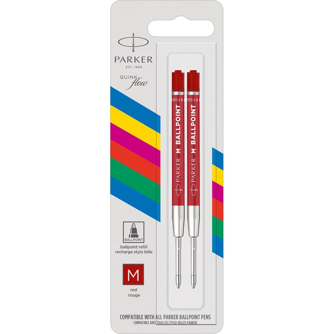 Parker -  Eco vulling voor balpen, medium, rood, blister van 2 stuks