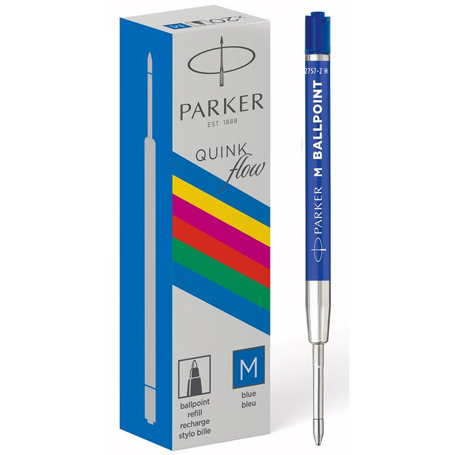 Parker -  ECO balpen navulling, medium, blauw, 20 stuks
