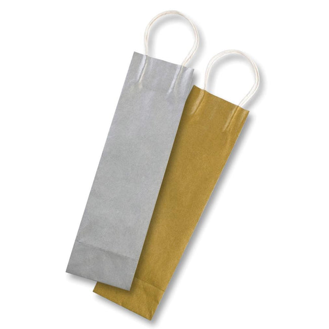 Folia -   papieren kraft zak voor flessen, 110 g/m², goud en zilver, pak van 6 stuks