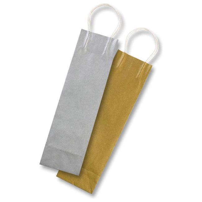 Folia - Folia papieren kraft zak voor flessen, 110 g/m², goud en zilver, pak van 6 stuks