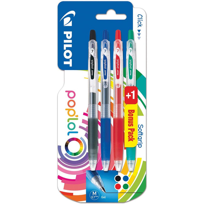 Pilot - gel roller Pop'lol, blister de 3 + 1 offert, en couleurs assorties