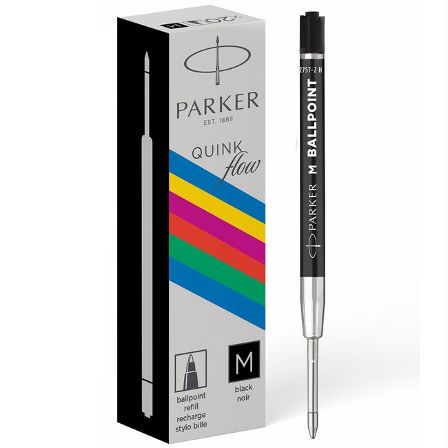 Parker -  ECO balpen navulling, medium, zwart, 20 stuks