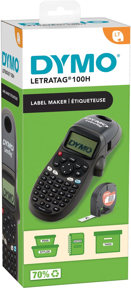 Dymo - beletteringsysteem LetraTag LT-100H, zwart