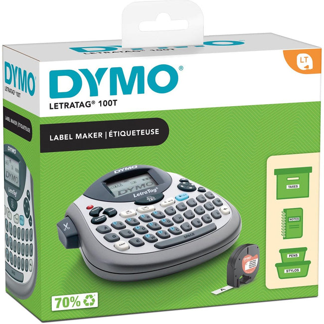 Dymo - Imprimante d'étiquettes LetraTag 100T portable azerty 12mm argent