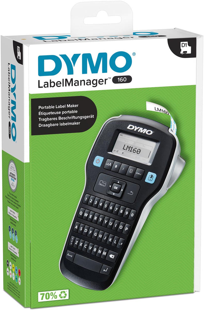 Dymo - Imprimante d'étiquettes LabelManager 160 portable qwerty 12mm noir