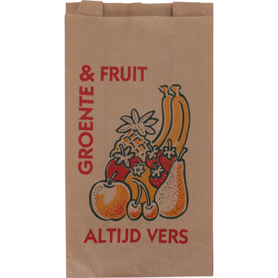 Klika -  Zak | Fruitzak | Papier | Nr. 1 | 1 pond | 14/ 8x25.5cm | Altijd vers | bruin | 10 kg