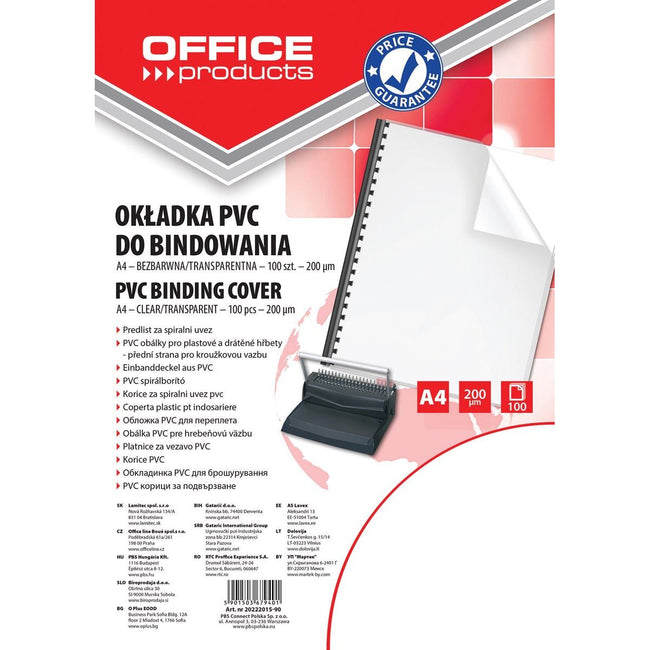 OFFICE products -   omslagen, A4, PVC, 200 micron, pak van 100 stuks, transparant