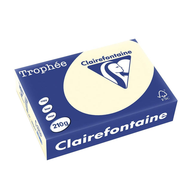 Clairefontaine - Trophée tel, papier coloré, A4, 210 g, 250 feuilles, crème