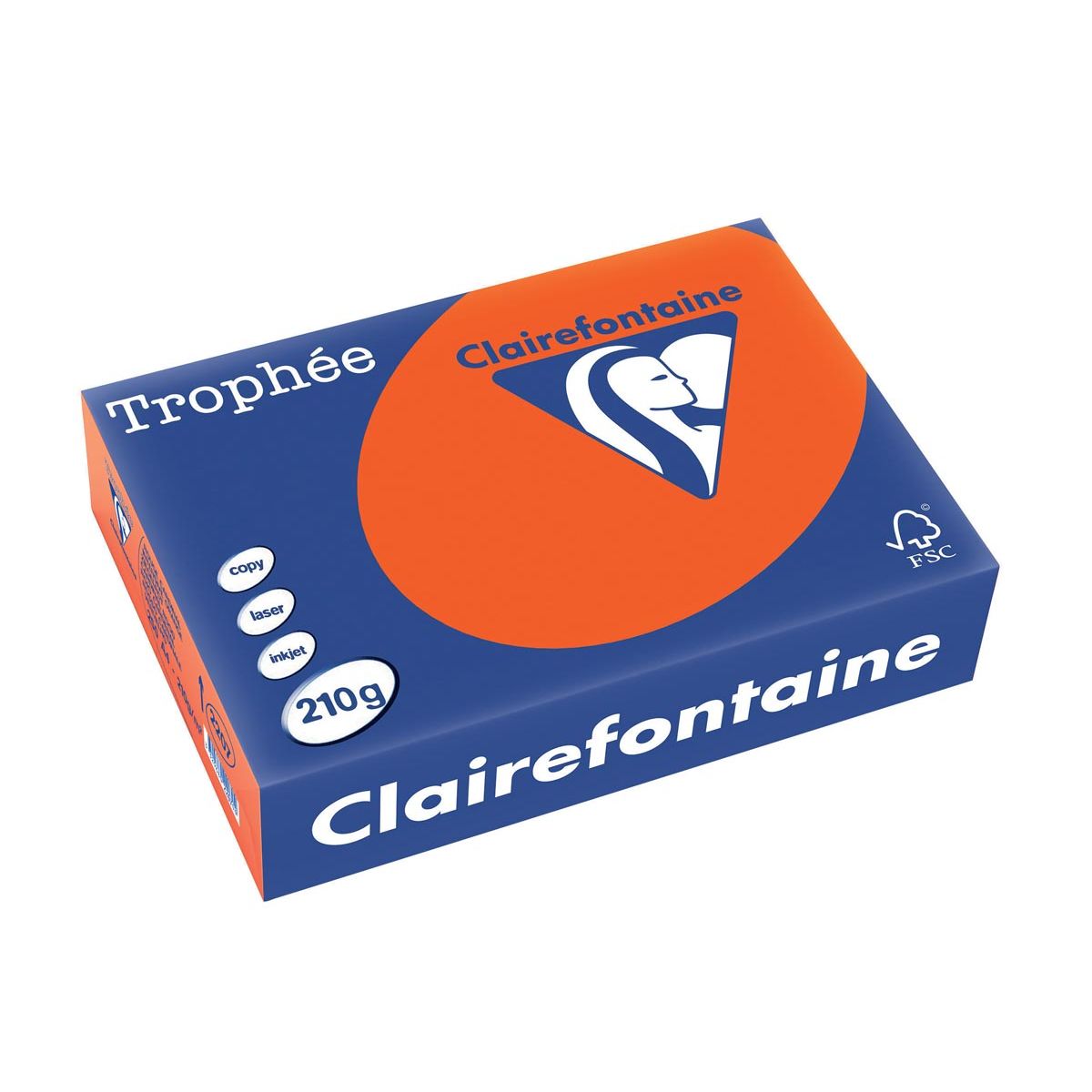 Clairefontaine - Trophée Intens, papier coloré, A4, 210 g, 250 feuilles, rouge cardinal