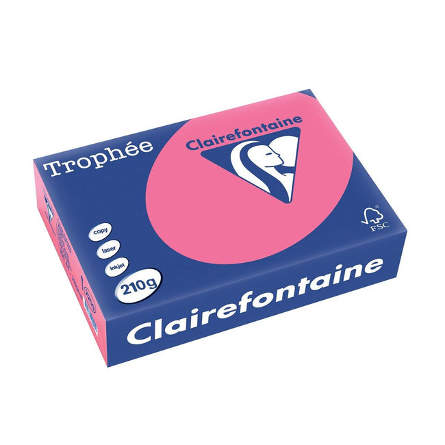 Clairefontaine - Trophée Intens, papier coloré, A4, 210 g, 250 feuilles, fuchsia